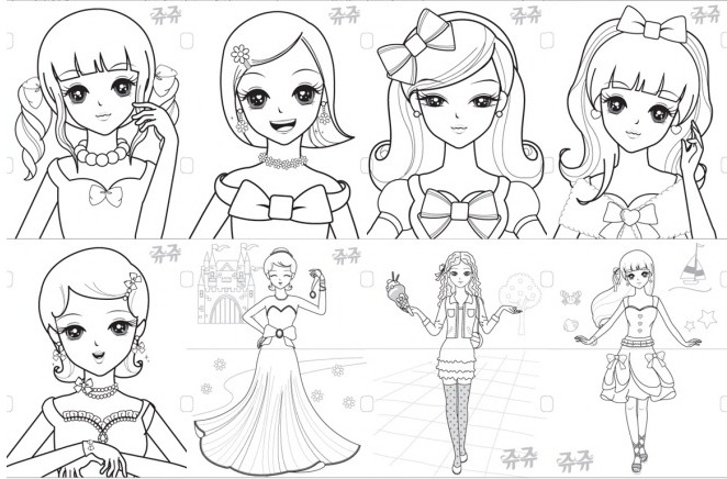 색칠공부 프린트 여아용 모음 Sketch Coloring Page